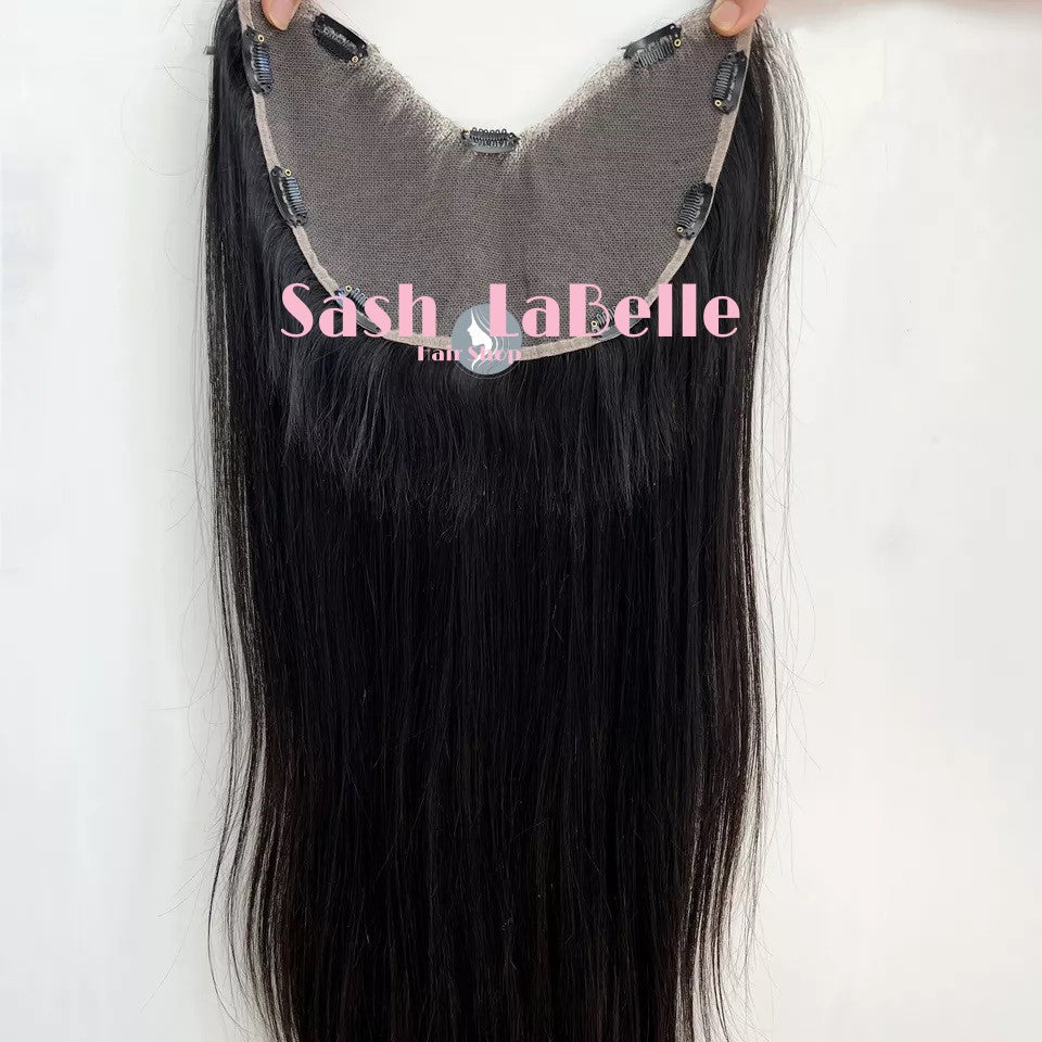 100% Remy Real Human Hair - Invisible U-CLIP Hair Extensions - Natural Black