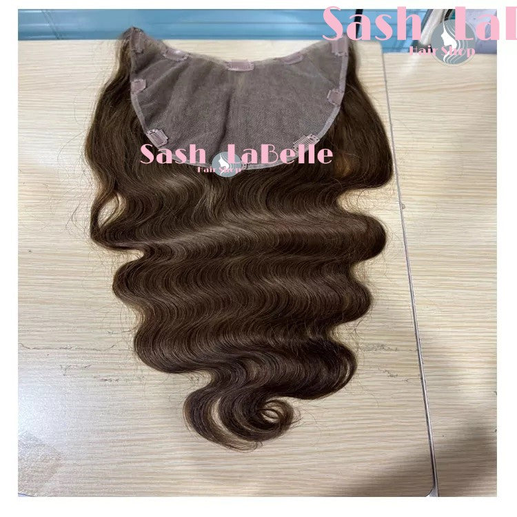 100% Remy Real Human Hair - Invisible U-CLIP Hair Extensions - Dark Brown