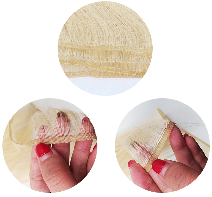 100% Remy Human Hair Dark Ash beach balayage blonde Extra Thin Flat WEFT Beaded Extensions