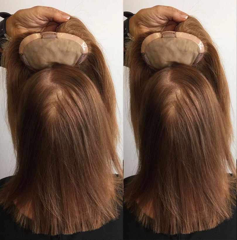 100% Remy Human Hair Natural Red Highlights Hair Topper Canada