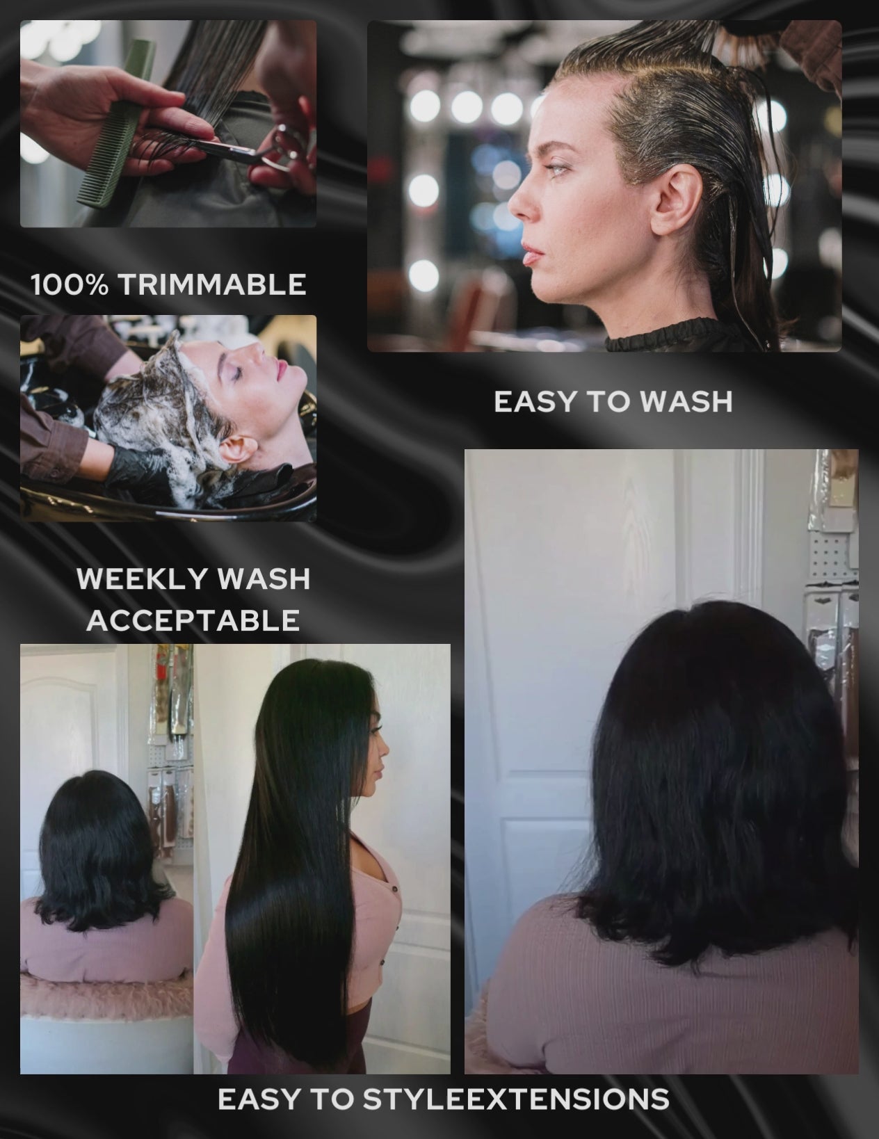 Injected invisible PU tape -in Extension - Jet Black hair extension
