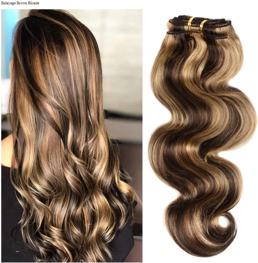 Classic Chestnut Brown Highlights 100% Remy Clip-on Hair Extension