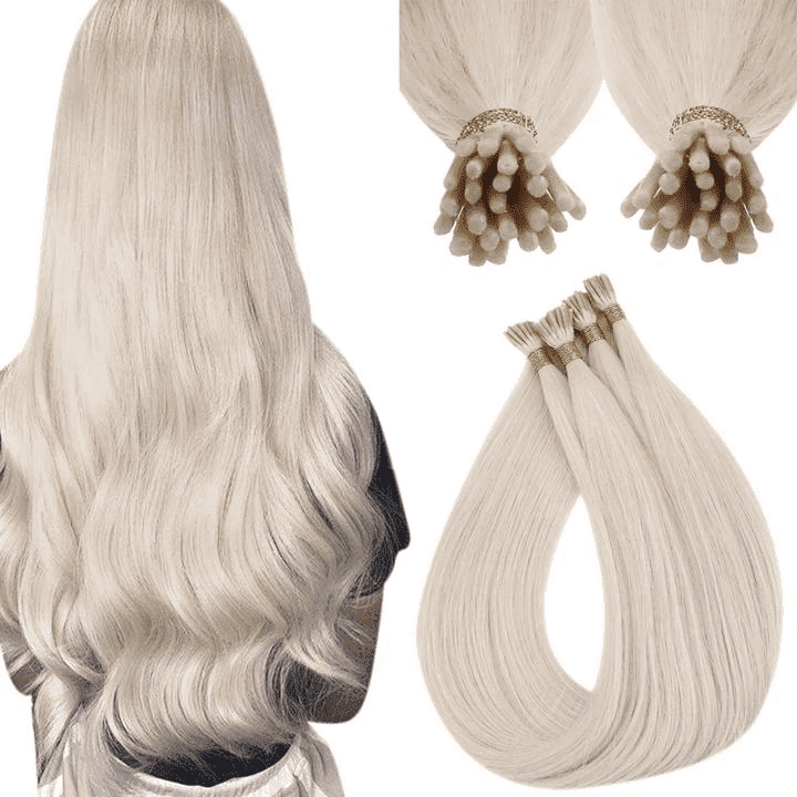 Bleach Blonde 100% Remy Human Hair I Tip Extensions 18- 24inch Pre Bonded i-Tip Hair Extensions 1g/s 50gram