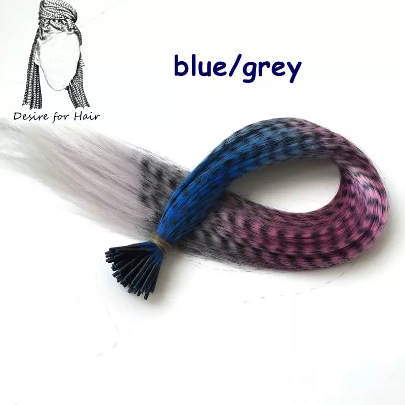 18" Grey rooster feather hair extensions Kit