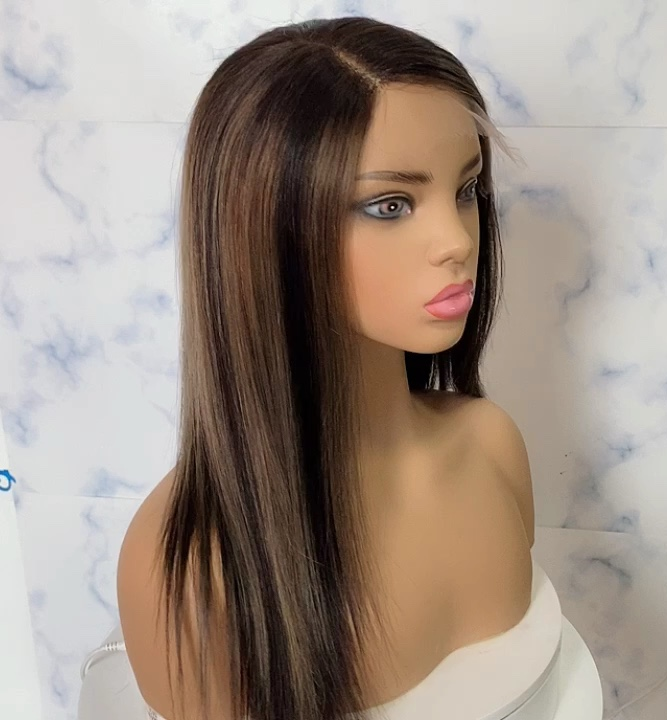 Chestnut Brown highlights 100% Remy Hair extension wigs in Canada
