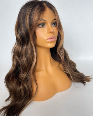 Dark Brown Brunnet Highlight Wig HD Silk Base European Hair