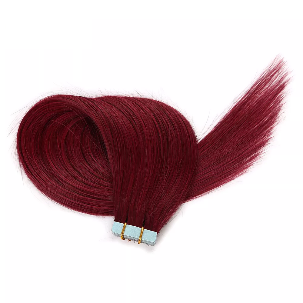 European 100% Remy Tape in Human Hair Extensions - Red Wine (99J) |55g - 175g