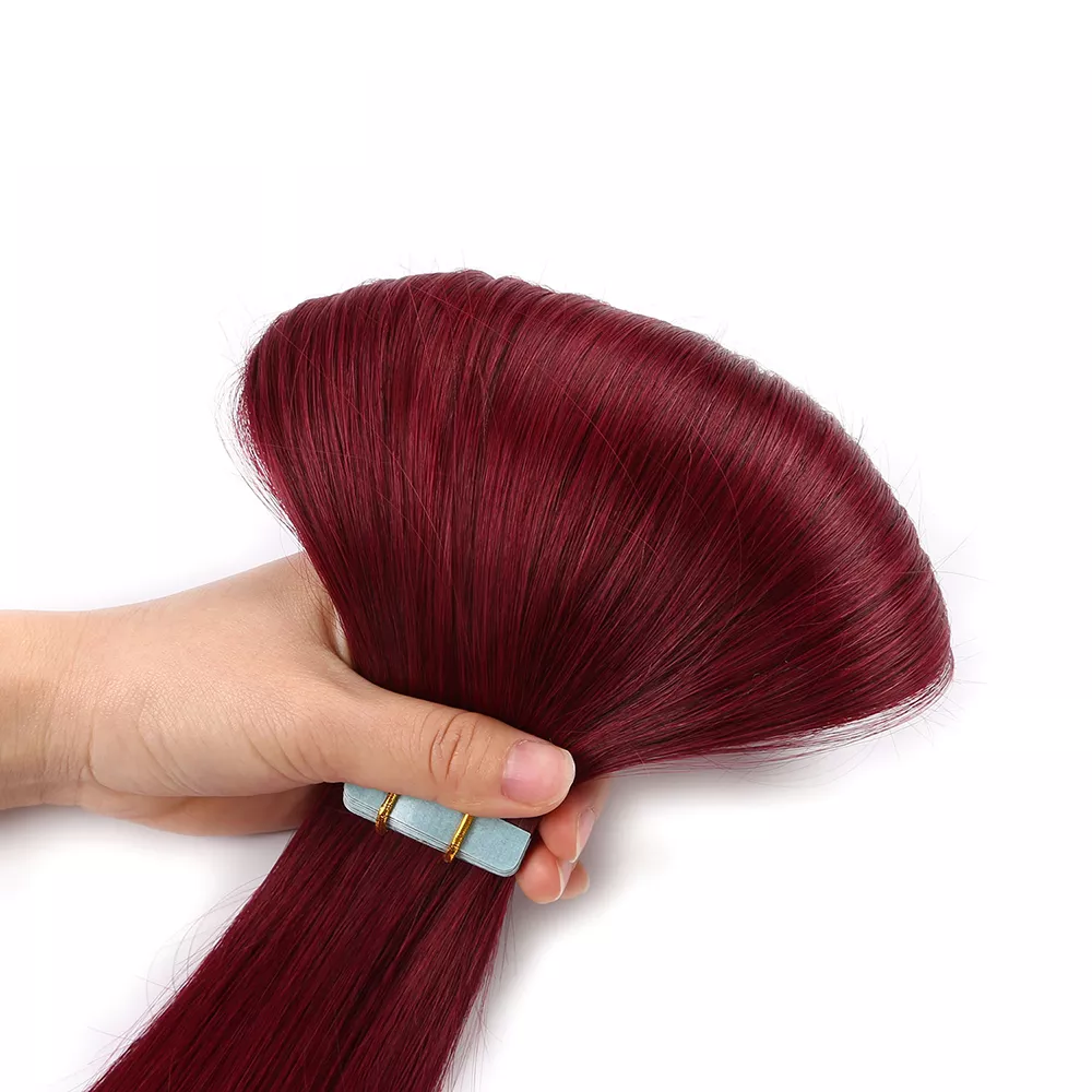 European 100% Remy Tape in Human Hair Extensions - Red Wine (99J) |55g - 175g