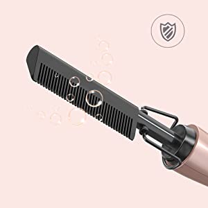 Electric Hot Comb, for Wigs & Beard, Anti-Scald Straightening Comb with Keratin & Argan Oil Infused Teeth, Temperatures Adjustable, 60 Min Auto Shut Off