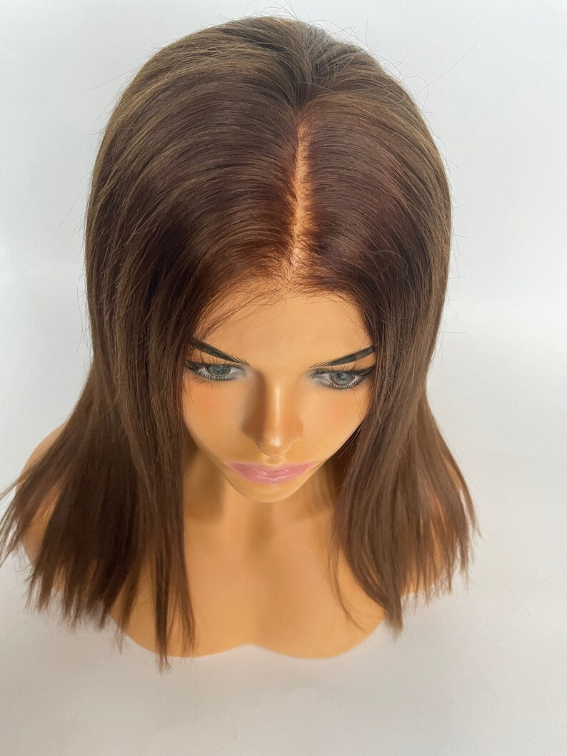 Chestnut Brown (color #6) Wig - HD Silk Base European Hair - Invisible Knots - Natural Hairline