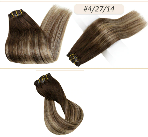 Mocha Brown Balayage  100% Remy Clip-In Hair Extension