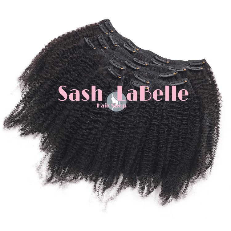 Classic Kinky curly color Black 100% Remy Clip-In Remy Hair Extensions