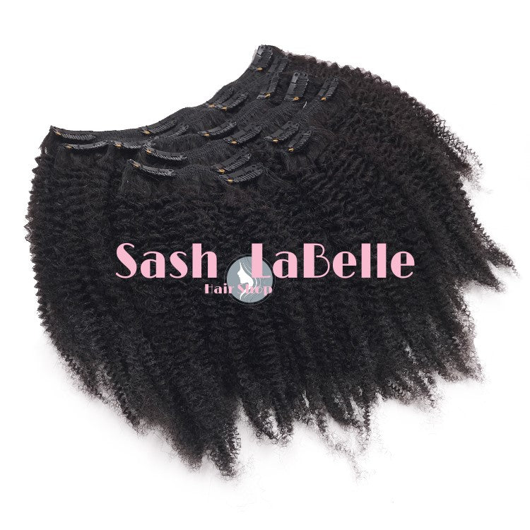 Classic Kinky curly color Black 100% Remy Clip-In Remy Hair Extensions