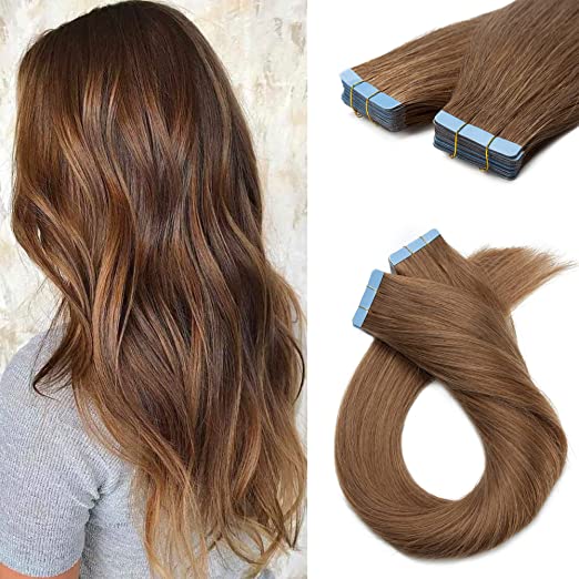 Invisible-tape tape -in Extension - Auburn Brown Hair  - #6