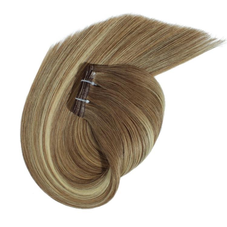 Dark Ash beach balayage blonde Extra Thin Flat WEFT - SashBeauty
