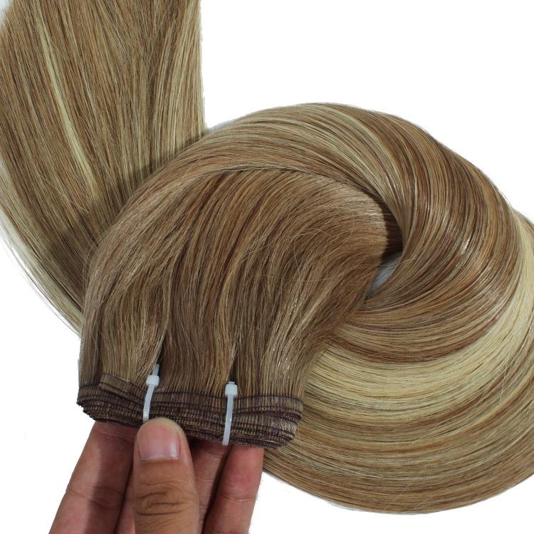 Dark Ash beach balayage blonde Extra Thin Flat WEFT - SashBeauty