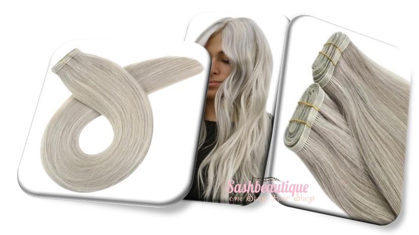 Dark Ash platinum Extra Thin Flat WEFT - SashBeauty