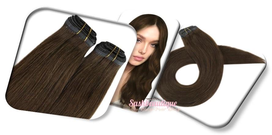 Dark-Brown Extra Thin Flat WEFT - SashBeauty
