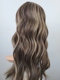 Dark Brown with Caramel Highlights 100% Premium Mongolian Silk Base front mono-topper Canada