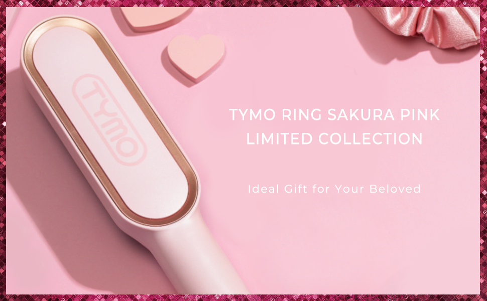 Electric TYMO Ring Pink Hair Straightener Brush - Hair Straightening Iron with Built-in Comb, 20s Fast Heating & 5 Temp Settings & Anti-Scald, Perfect for Professional Salon at Home
