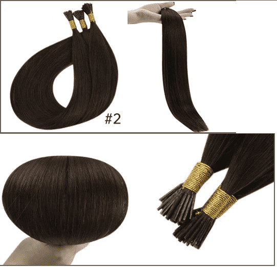 100% Espresso (Darker) Brown 100% Remy Human Hair I Tip Extensions 18- 26inch Pre Bonded i-Tip Hair Extensions 1g/s 50-100gram