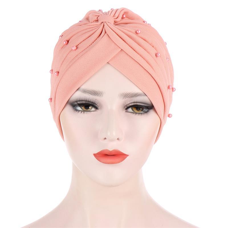 Fashionable Beige Gold Turban - Bonnet Cap - SashBeauty