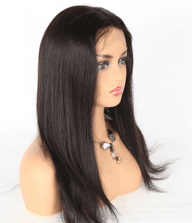 Full Lace Frontal Remy human hair Wig - Natural Straight Jet Black - SashBeauty
