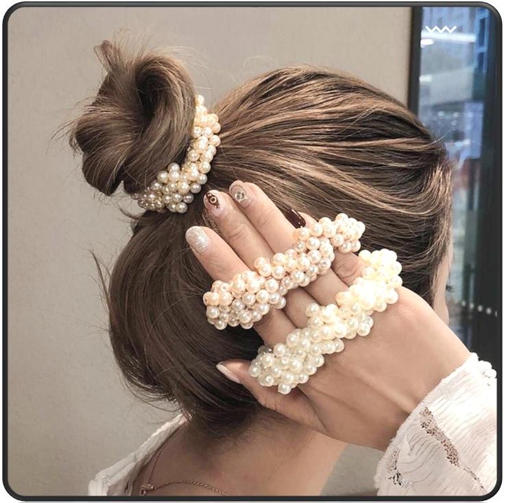 Glamorous Pearl Elastic Scrunchie - SashBeauty