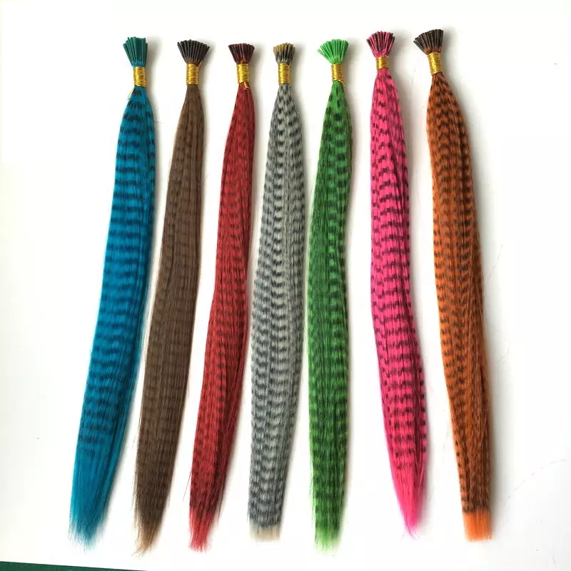 18" Pink rooster feather hair extensions Kit
