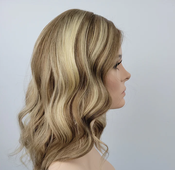 Natural Blonde Balayage 100% Premium Mongolian Silk Base front mono-topper Canada