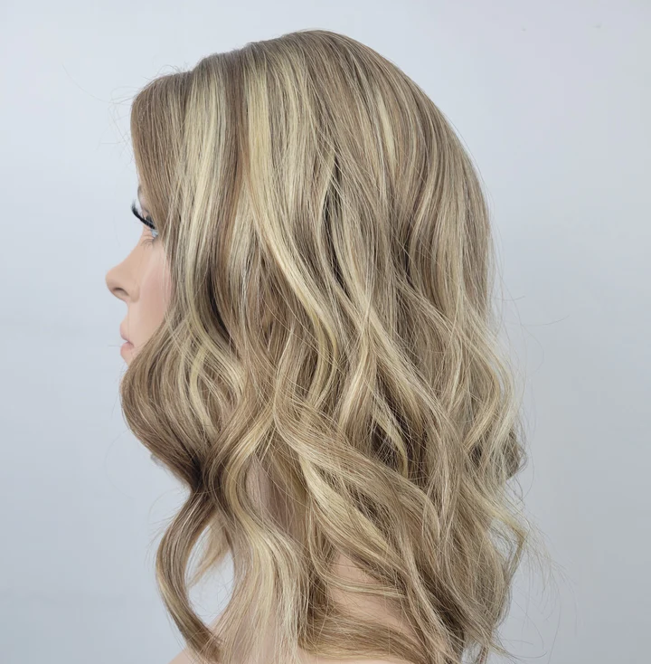 Natural Blonde Balayage 100% Premium Mongolian Silk Base front mono-topper Canada