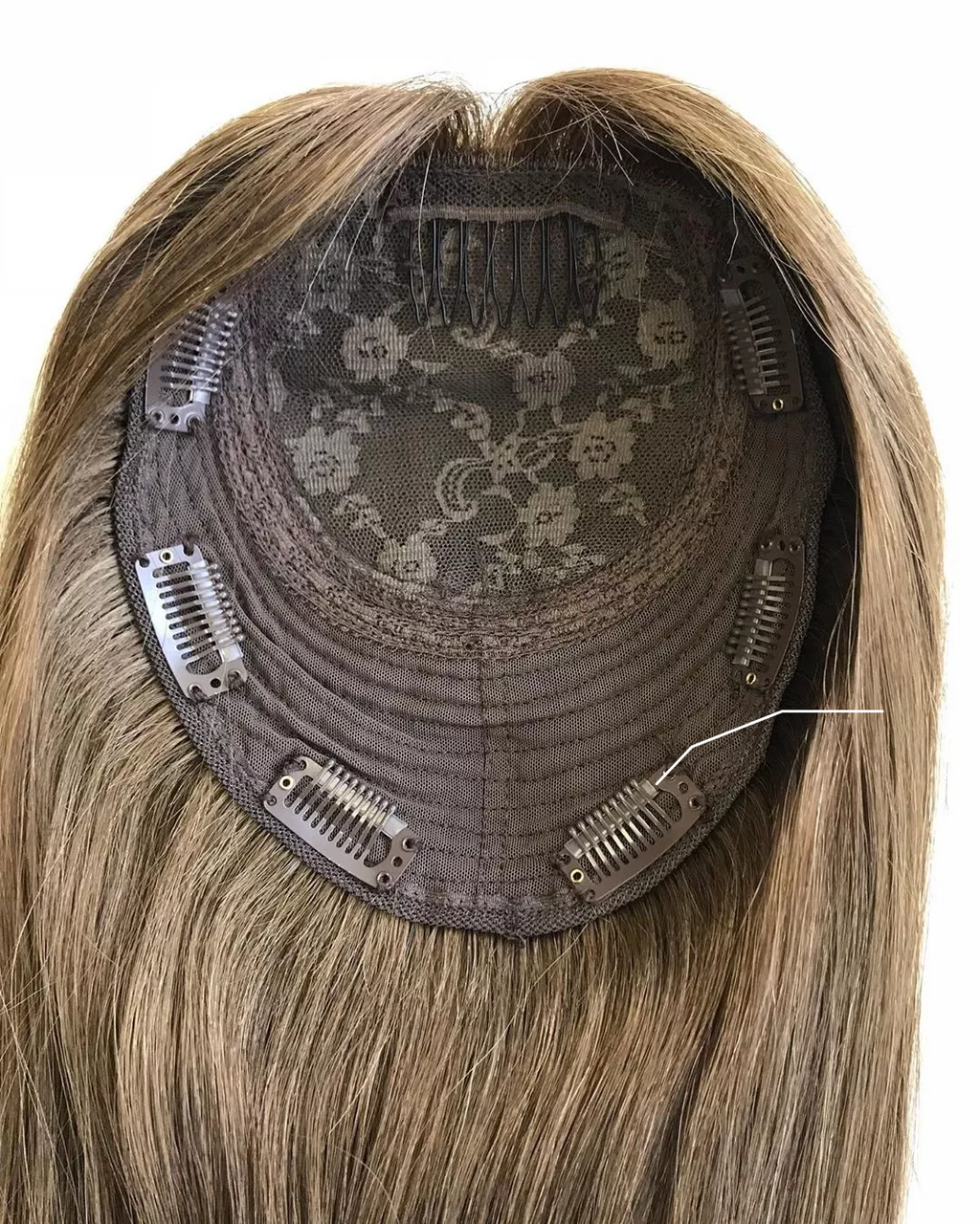 Level 6 brown with baby caramel highlights 100% Premium Mongolian Silk Base front mono-topper Canada