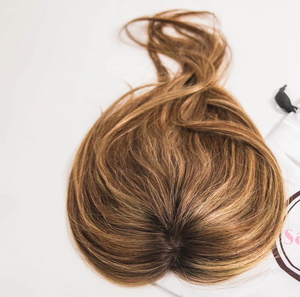 100% Remy Human Hair Chestnut Brown Light Volume Hair Topper Canada