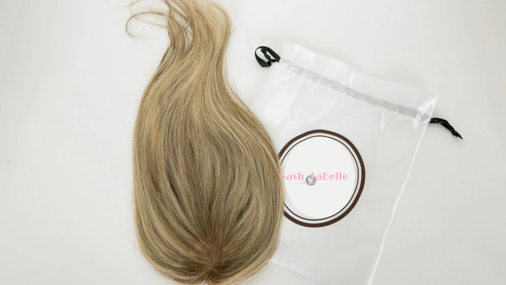 100% Remy Human Hair Extensions - Dirty Blonde Highlights  Mono Topper