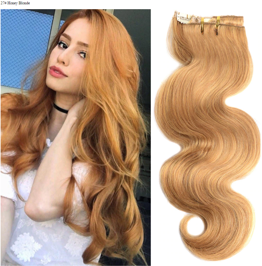 Natural Red 100% Human Clip-Ins Remy Hair Extensions