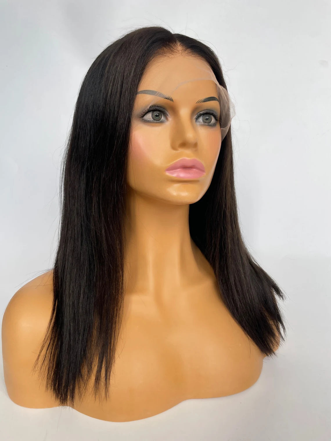 13" by 4" Lace Frontal 100% Remy human hair Wig - Natural Straight Jet Black