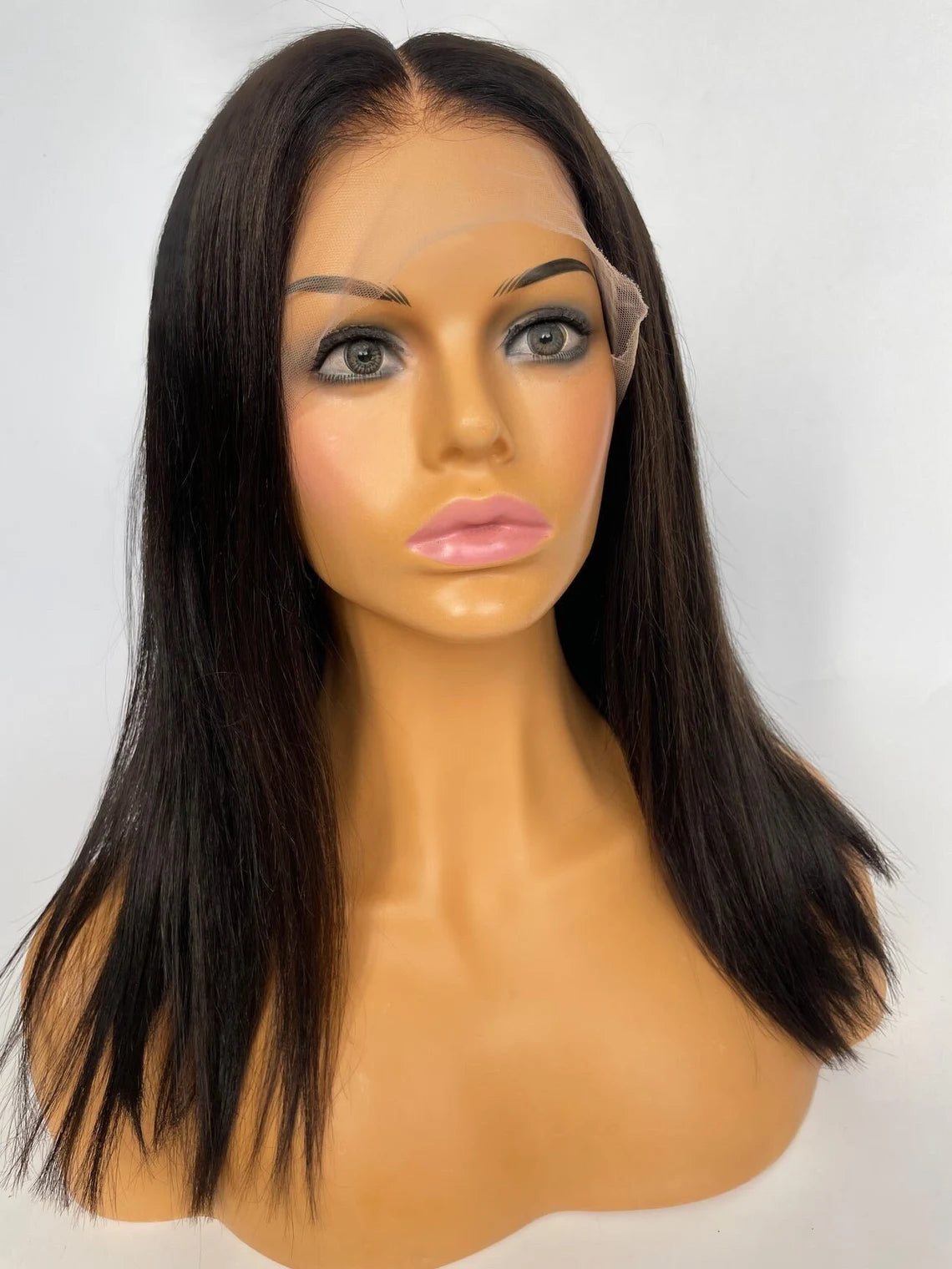 13" by 4" Lace Frontal 100% Remy human hair Wig - Natural Straight Jet Black