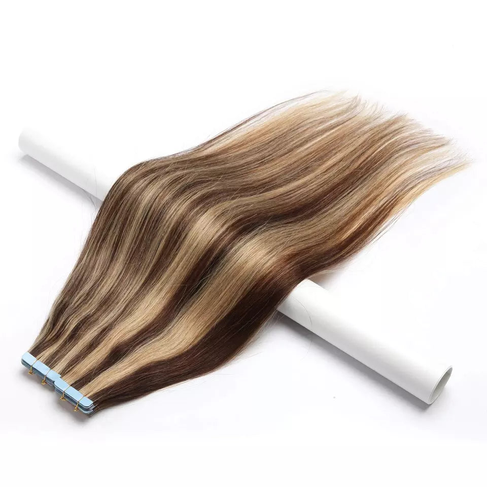 Invisi-tape PU Skin Weft tape -in Extension - Auburn Brown hair extension - 100% Remy Human Hair