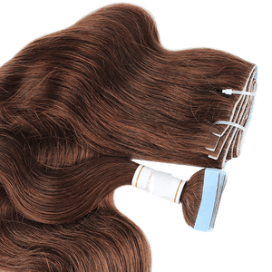 Invisible Skin Weft tape -in Extension - Auburn Brown - SashBeauty