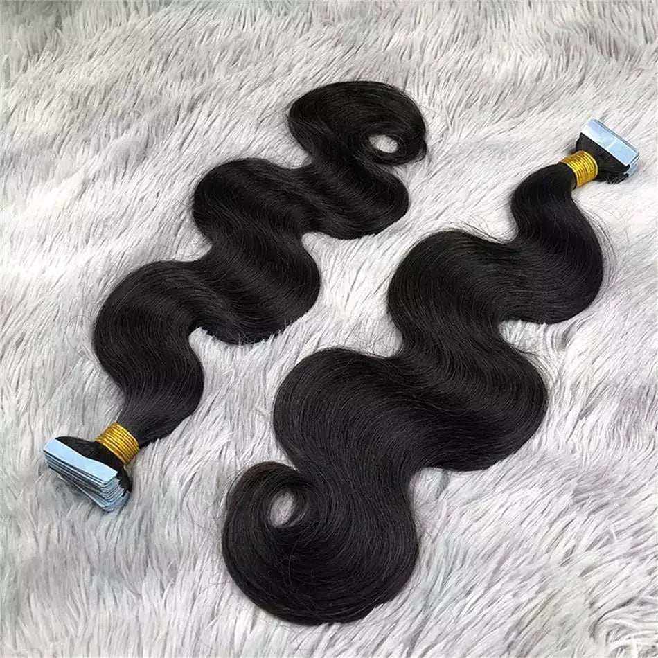 Invisible PU tape-in Skin Weft  Hair Extension - Off Black