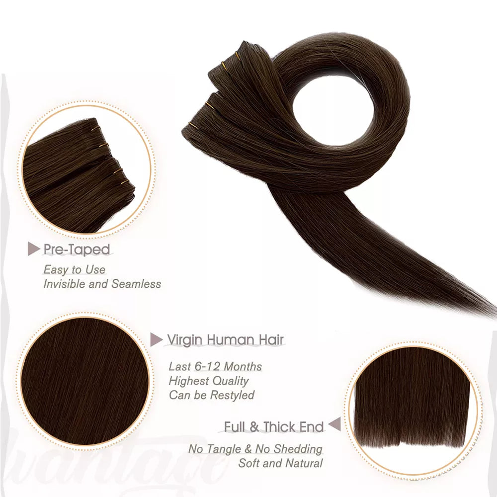 Invisible-tape tape -in Extension - Mocha Brown Hair  - #2