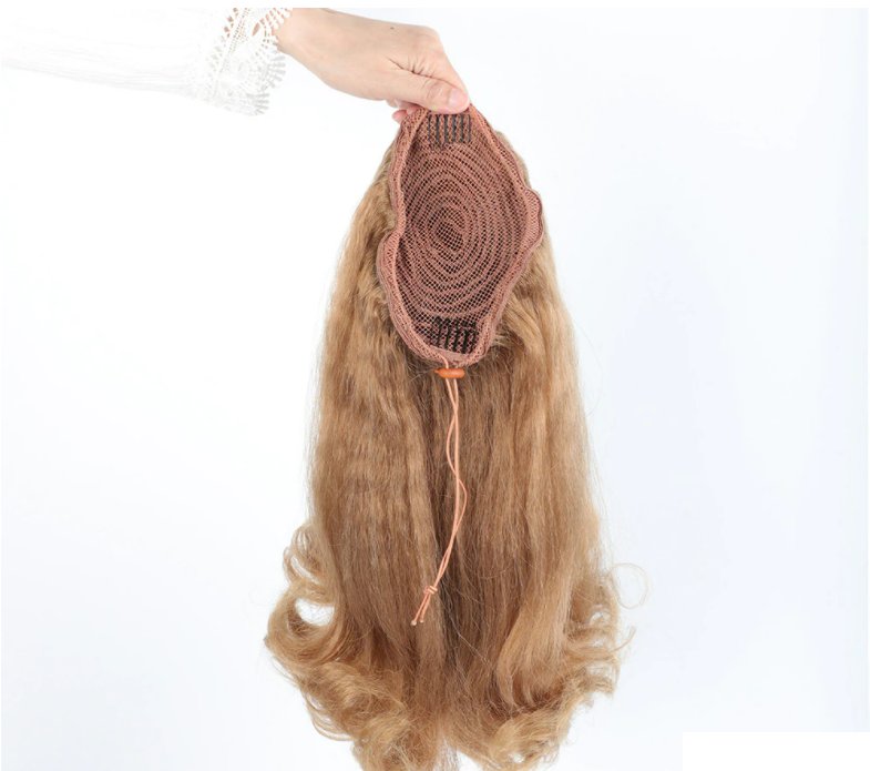 Dirty Blonde Afro Kinky Texture Drawstring Ponytail
