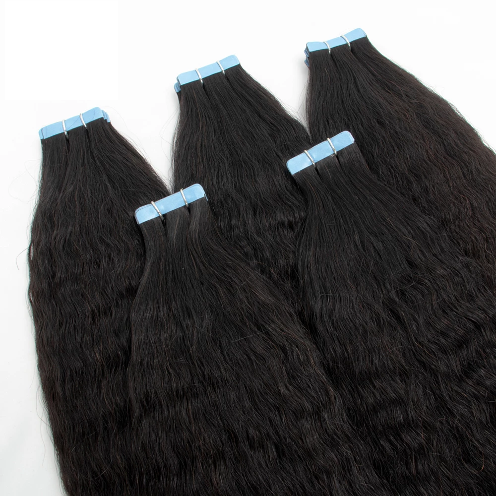 Afro Kinky Straight Off Black Remy Human Hair Tape-In Hair Extensions (55g - 175g)