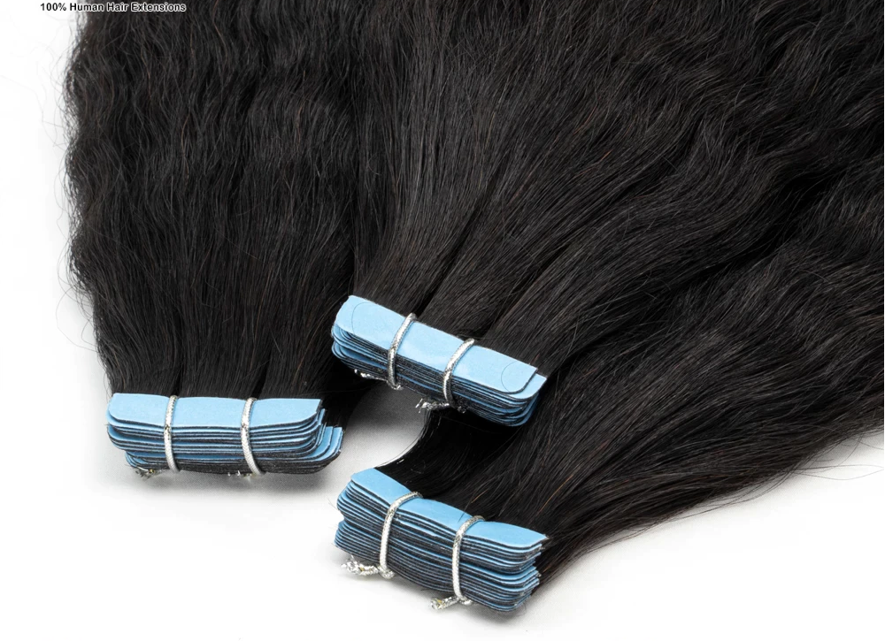 Afro Kinky Straight Off Black Remy Human Hair Tape-In Hair Extensions (55g - 175g)