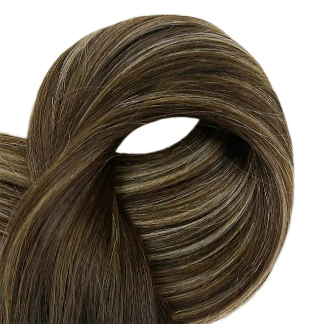 100% Remy Human Hair Halo Hair Extensions - Ash Brown Balayage