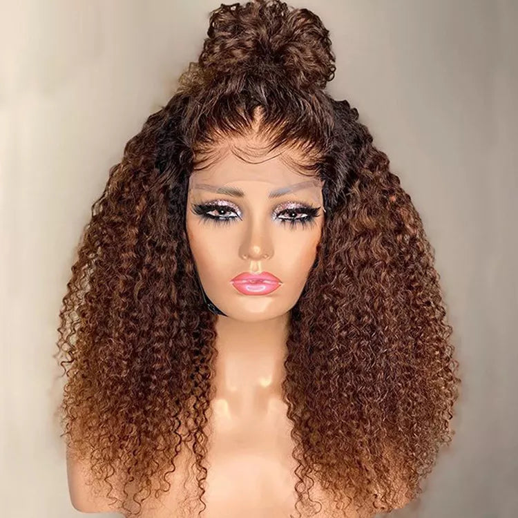HD Swiss Lace Frontal Curly 100% Human Hair Ombre Wig