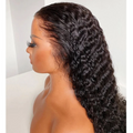 100% Remy Human Off Black Curly Wig  - 13x4 Lace Frontal
