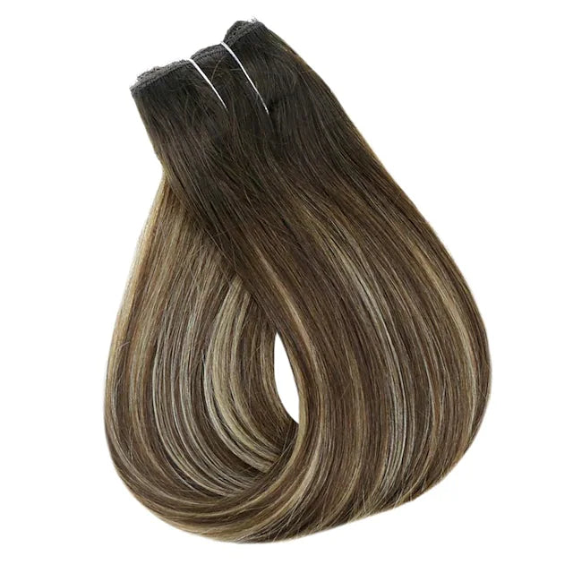 100% Remy Human Hair Halo Hair Extensions - Ash Brown Balayage