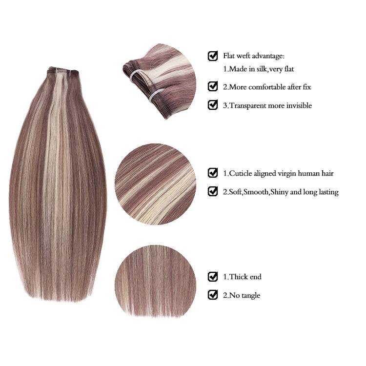 Medium golden blonde piano Extra Thin Flat WEFT - SashBeauty