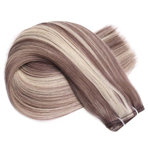 Medium golden blonde piano Extra Thin Flat WEFT - SashBeauty
